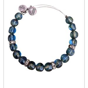 Alex & Ani Blue Beaded Expandable Bracelet with Crystal Accents